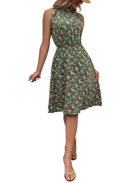 floral print keyhole back dress y0fs#, Black;gray 
floral print keyhole back dress y0fs#, Black;gray