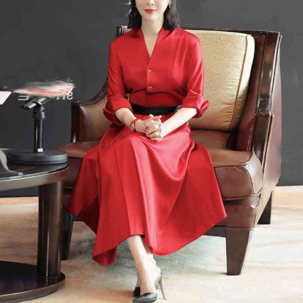 casual dresses in the early autumn of celebrities' women's wear small v-neck waist closed big swing red dress seven sleeve dress w, Black;gray
casual dresses in the early autumn of celebrities' women's wear small v-neck waist closed big swing red dress seven sleeve dress w, Black;gray