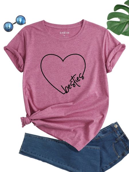 letter & heart print tee g9jz#, White
letter & heart print tee g9jz#, White