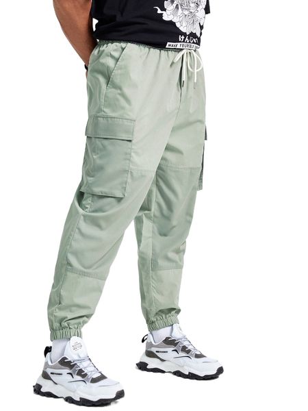 extended sizes men drawstring waist pocket patched cargo pants x1lx#, Black