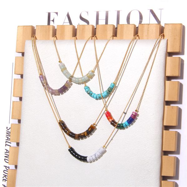 natural stone necklace amazonium tiger eye stone amethyst senecioserpe spacer golden chain chakra necklaces for women jewelry, Silver
natural stone necklace amazonium tiger eye stone amethyst senecioserpe spacer golden chain chakra necklaces for women jewelry, Silver
