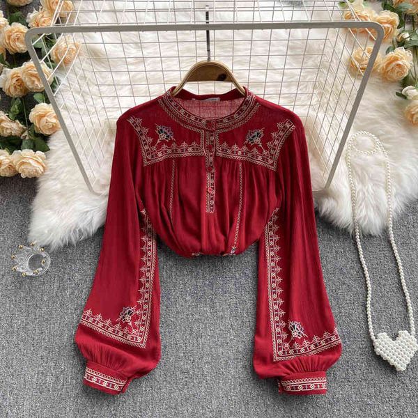 women's blouses shirts court style heavy industry embroidery stand collar button loose chiffon blouse women's design sense niche s, White
women's blouses shirts court style heavy industry embroidery stand collar button loose chiffon blouse women's design sense niche s, White