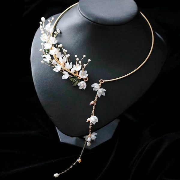 wholesale elegant handmade jewelry original forest style summer natural pearl flower chokers necklace band for women, Silver
wholesale elegant handmade jewelry original forest style summer natural pearl flower chokers necklace band for women, Silver