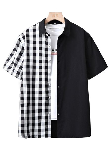 men gingham print shirt without tee i4zz#, White;black