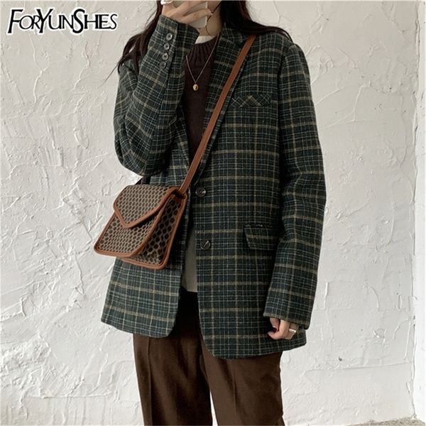 women winter green plaid woolen jacket coat femme retro notched collar single-breasted pockets loose thickening blazer 201215, Black
women winter green plaid woolen jacket coat femme retro notched collar single-breasted pockets loose thickening blazer 201215, Black