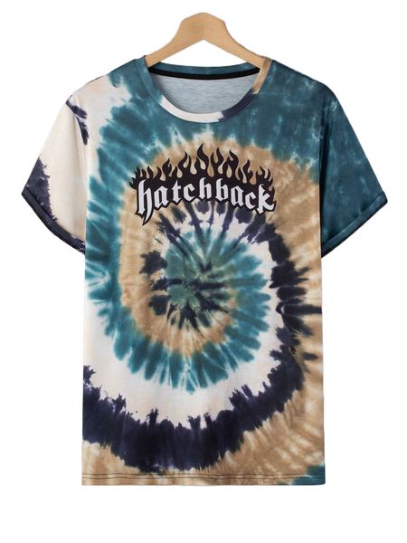 men random tie dye letter graphic tee o7wr#, White;black