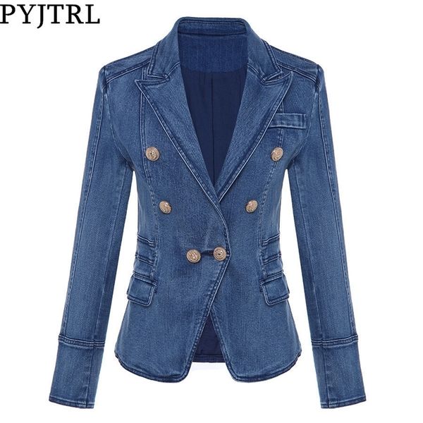 pyjtrl women autumn winter blazer double breasted jacket outer coat lj201021, White;black
pyjtrl women autumn winter blazer double breasted jacket outer coat lj201021, White;black