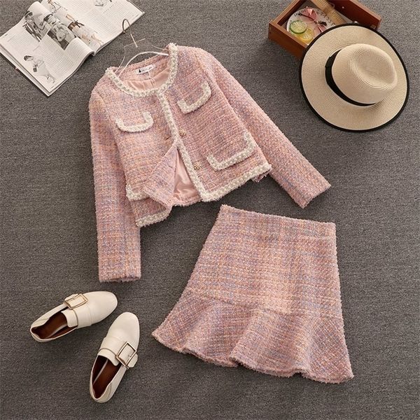 fall winter plaid tweed skirt two piece set women woolen short jacket coat mermaid skirt suits sweet 2 piece set 220712, White
fall winter plaid tweed skirt two piece set women woolen short jacket coat mermaid skirt suits sweet 2 piece set 220712, White