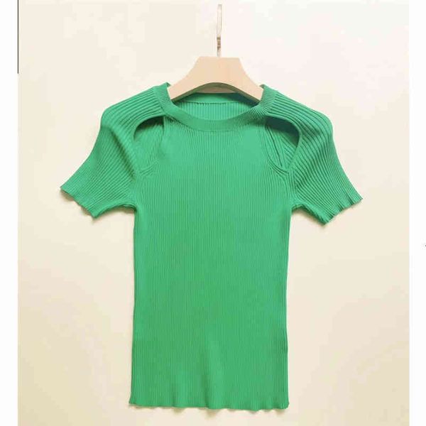 women's knits tees mc design sense of niche leakage shoulder hollowed out short sleeve round neck slim fit summer green ice silk knit t, White
women's knits tees mc design sense of niche leakage shoulder hollowed out short sleeve round neck slim fit summer green ice silk knit t, White