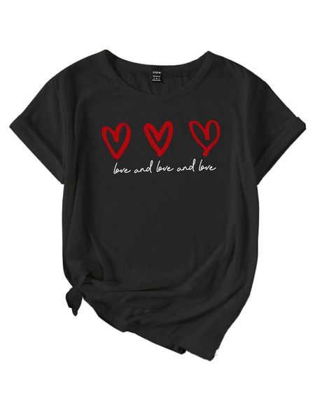 heart and letter graphic tee u2zs#, White
heart and letter graphic tee u2zs#, White