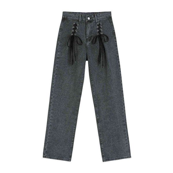 trendy jeans women's washed smoky gray hand-woven rope bowknot casual loose wide-leg straight-leg pants female gothic trousers t220728, Blue
trendy jeans women's washed smoky gray hand-woven rope bowknot casual loose wide-leg straight-leg pants female gothic trousers t220728, Blue