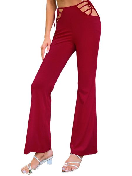 cut out knot waist flare leg pants g9we#, Black;white
cut out knot waist flare leg pants g9we#, Black;white