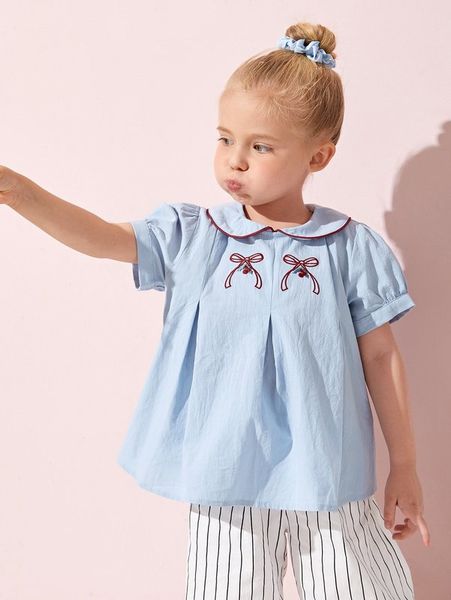 sheen little girl's bow embroidered doll she, White;black
sheen little girl's bow embroidered doll she, White;black