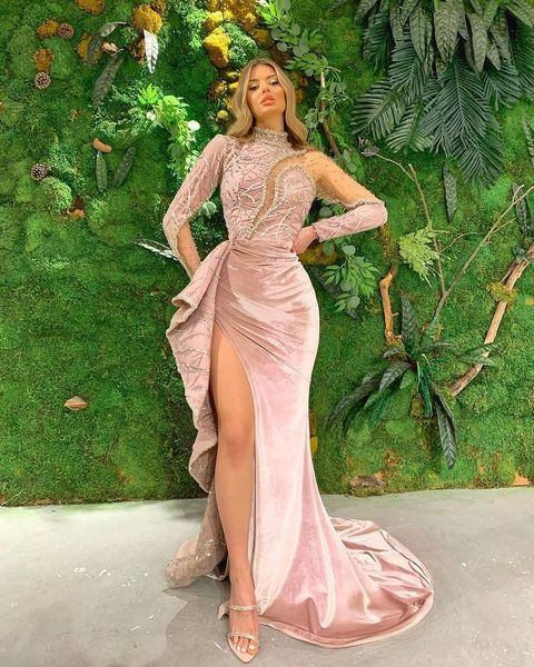 glamorous pink mermaid evening dresses lace appliques beads long sleeves prom dresses high split celebrity women formal party pageant gowns, Black;red
glamorous pink mermaid evening dresses lace appliques beads long sleeves prom dresses high split celebrity women formal party pageant gowns, Black;red