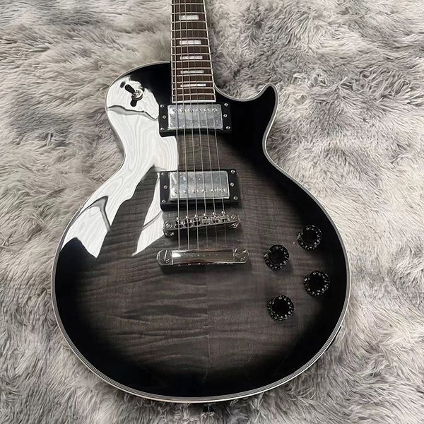 electric guitar with cold black gray lines made of solid wood the timbre is perfect and more moving
electric guitar with cold black gray lines made of solid wood the timbre is perfect and more moving