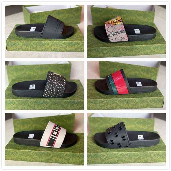 2022 rubber slides sandals floral brocade women men slipper flat bot flip flops womens fashion striped beach slippers with boxs, Black
2022 rubber slides sandals floral brocade women men slipper flat bot flip flops womens fashion striped beach slippers with boxs, Black