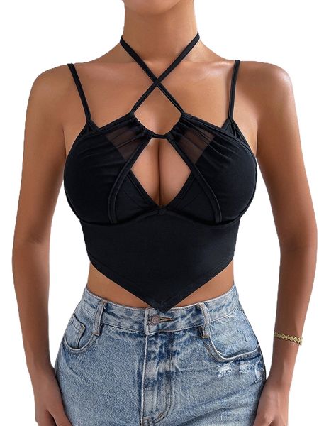 sxy cut out front tie back halter n2dr#, White