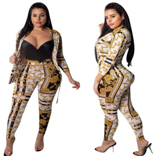 designer women's two piece pants printed fashion casual suit long sleeve blazers trousers clothe sets womens outfits, White
designer women's two piece pants printed fashion casual suit long sleeve blazers trousers clothe sets womens outfits, White