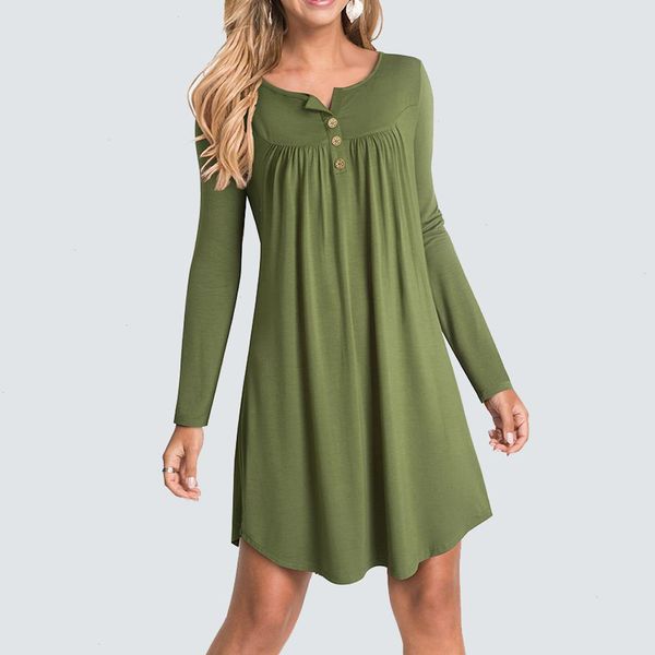 women daily casual solid dresses color o neck full sleeve loose straight mini dress with buttons 1ha172, Black;gray
women daily casual solid dresses color o neck full sleeve loose straight mini dress with buttons 1ha172, Black;gray