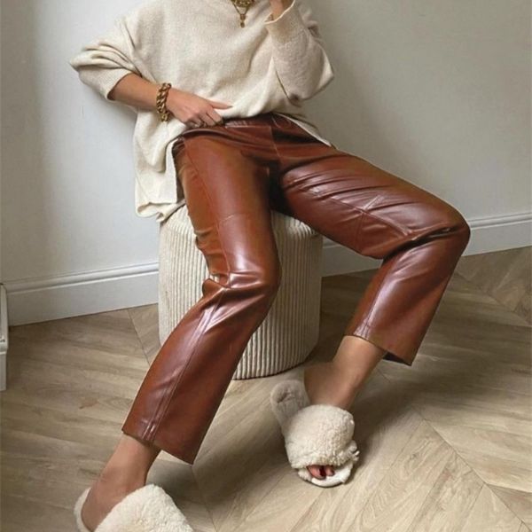 wotwoy drawstring flocking spliced loose leather pant autumn winter high waist solid casual straight trousers female 220325, Black;white
wotwoy drawstring flocking spliced loose leather pant autumn winter high waist solid casual straight trousers female 220325, Black;white
