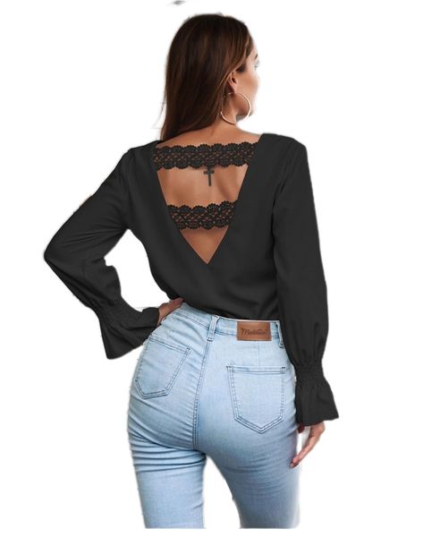 women's blouses & shirts backless flare sleeve blouse for women 2022 v neck hook flower hollow loose solid casual chiffon shirt, White
women's blouses & shirts backless flare sleeve blouse for women 2022 v neck hook flower hollow loose solid casual chiffon shirt, White