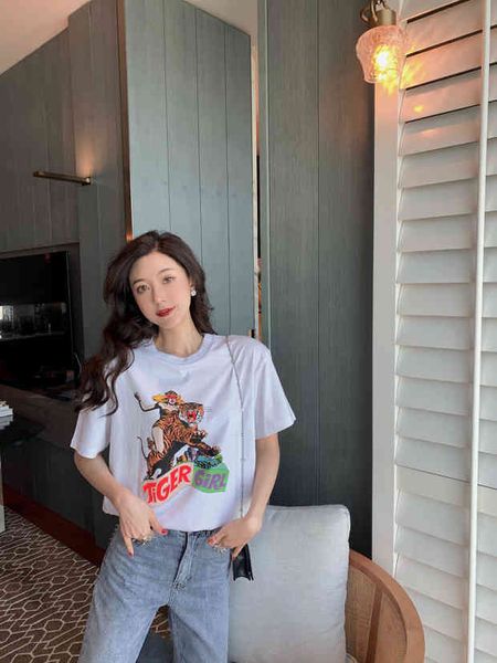 women's t-shirt nanyou high version miu miao spring and summer magical nvxia riding tiger printed loose short sleeved t-shirt women, White
women's t-shirt nanyou high version miu miao spring and summer magical nvxia riding tiger printed loose short sleeved t-shirt women, White