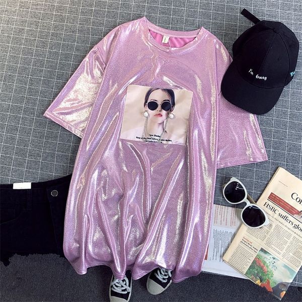 summer ladies shiny t-shirt retro street wear loose short sleeve oversize women's club hip hop stylish bright tshirts 220321, White
summer ladies shiny t-shirt retro street wear loose short sleeve oversize women's club hip hop stylish bright tshirts 220321, White