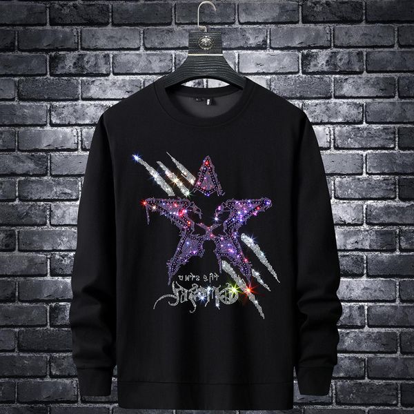 men's hoodies & sweatshirts designer 2021 autumn and winter new trend fashion star diamond printing slim fitting round neck pullover me, Black
men's hoodies & sweatshirts designer 2021 autumn and winter new trend fashion star diamond printing slim fitting round neck pullover me, Black