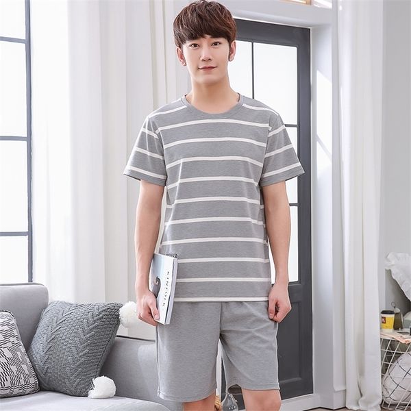 men pajama sets big size l short sleeve o neck sleepwear mens 100 cotton pyjama lj201113, Black;brown
men pajama sets big size l short sleeve o neck sleepwear mens 100 cotton pyjama lj201113, Black;brown