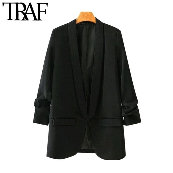 traf women fashion office wear basic black blazer coat vintage pleated sleeve pockets female outerwear chic 220813, White;black
traf women fashion office wear basic black blazer coat vintage pleated sleeve pockets female outerwear chic 220813, White;black