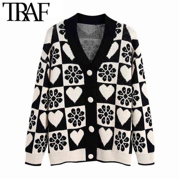 traf women fashion jacquard loose knit cardigan sweater vintage long sleeve covered buttons female outerwear chic 211117, White
traf women fashion jacquard loose knit cardigan sweater vintage long sleeve covered buttons female outerwear chic 211117, White
