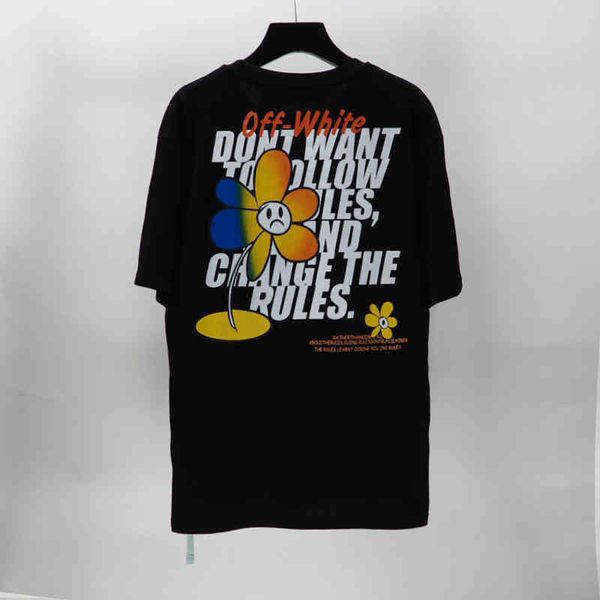 2022 spring / summer new off sunflower letter print short sleeve unisexqese, White;black
2022 spring / summer new off sunflower letter print short sleeve unisexqese, White;black