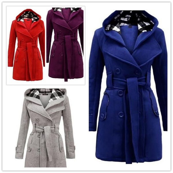 women woolen coats warm long sleeve hooded outwear jacket ladies autumn winter belt double breasted elegant long overcoat lj201109, Black
women woolen coats warm long sleeve hooded outwear jacket ladies autumn winter belt double breasted elegant long overcoat lj201109, Black