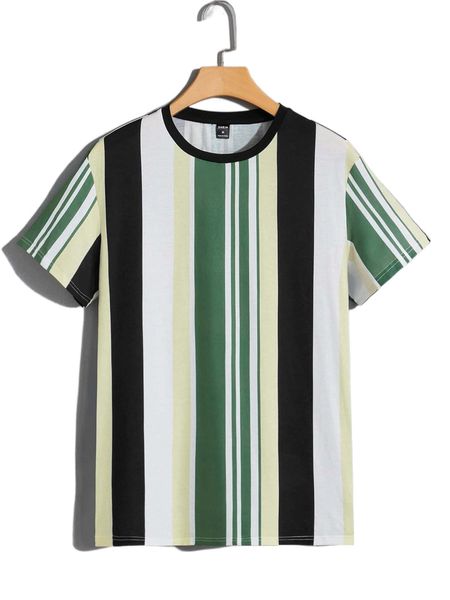 men striped print tee n6mr#, White;black