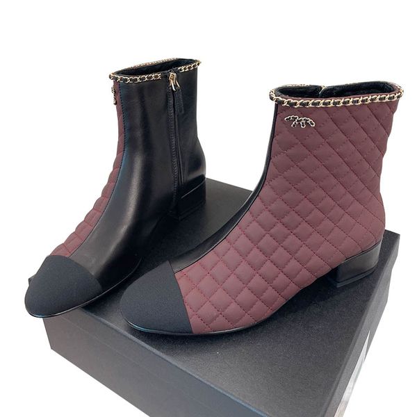 2022ss winter womens lambskin fabric shoes ankle boots with chain chunky heel 3.5cm retro burgundy fall knight rainboots western snow fashio, Black
2022ss winter womens lambskin fabric shoes ankle boots with chain chunky heel 3.5cm retro burgundy fall knight rainboots western snow fashio, Black
