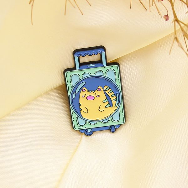 cute leisure portable cartoon suitcase enamel brooch yellow cat luggage box lapel pin travel trolley suitcase badge jewelry, Blue
cute leisure portable cartoon suitcase enamel brooch yellow cat luggage box lapel pin travel trolley suitcase badge jewelry, Blue