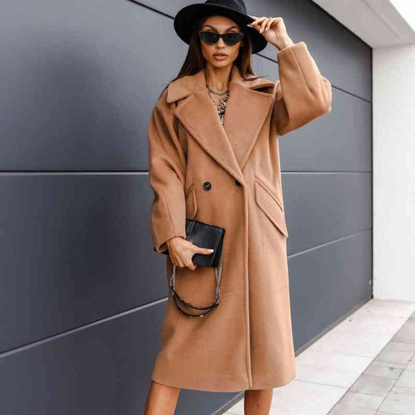 women clothing autumn winter solid long wool coats 2022 new fashion turn-down collar pocket buttos casual woolen cloth overcoat t220714, Black
women clothing autumn winter solid long wool coats 2022 new fashion turn-down collar pocket buttos casual woolen cloth overcoat t220714, Black