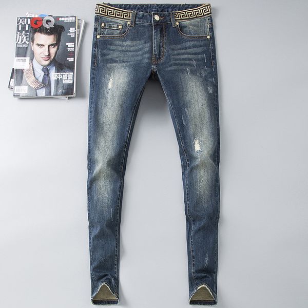 fashion brand clothes men's jeans major style elastic hole-in-the-bottom pant slim men's pants beggars personal male jacket down j, Blue
fashion brand clothes men's jeans major style elastic hole-in-the-bottom pant slim men's pants beggars personal male jacket down j, Blue