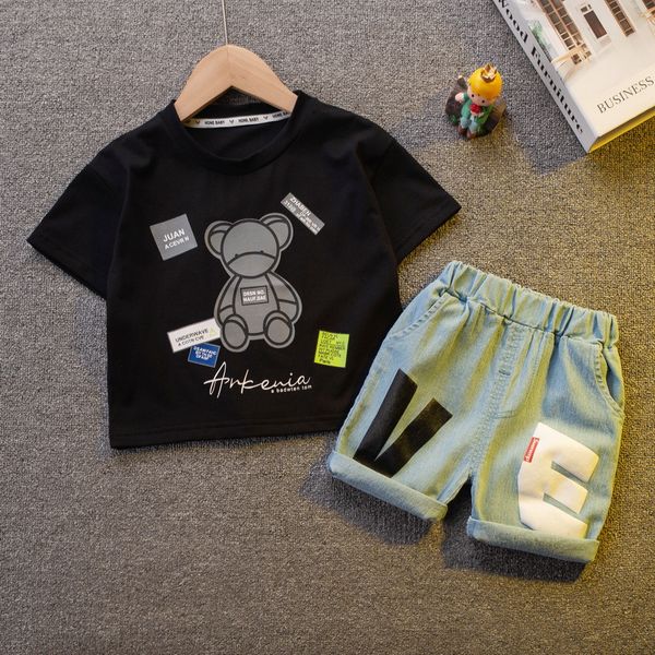 2022 summer children clothes sets boys cartoon little bear printed short sleeve t-shirtletter embroidery hole denim shorts 2pcs kids casual, White
2022 summer children clothes sets boys cartoon little bear printed short sleeve t-shirtletter embroidery hole denim shorts 2pcs kids casual, White