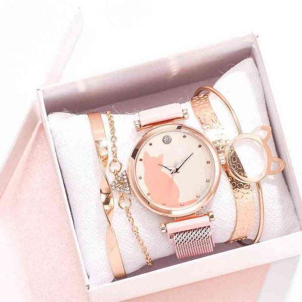 dropshipping 5pcs/set women watches rose gold bracelet set cat pattern black magnet watch ladies wrist quartz clock 0127, Slivery;brown
dropshipping 5pcs/set women watches rose gold bracelet set cat pattern black magnet watch ladies wrist quartz clock 0127, Slivery;brown
