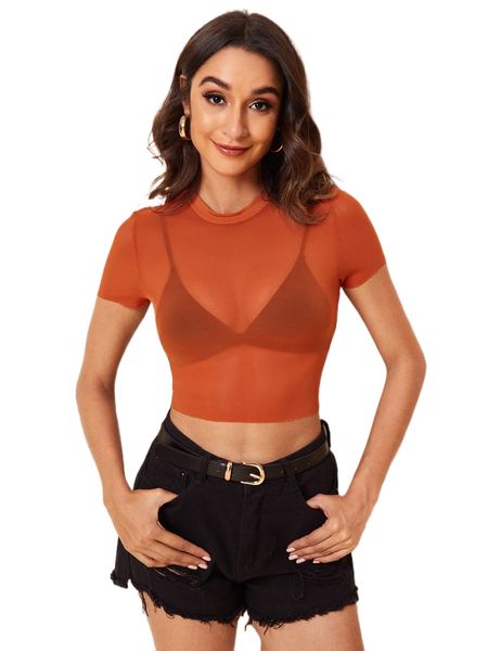 mesh fitted without bra 89va#, White