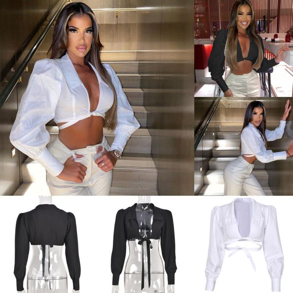 womens designer solid blouse new hollow cut bandage shirt slim v-neck collar long sleeve shirts, White
womens designer solid blouse new hollow cut bandage shirt slim v-neck collar long sleeve shirts, White