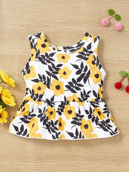 baby floral print peplum tank she, Blue 
baby floral print peplum tank she, Blue
