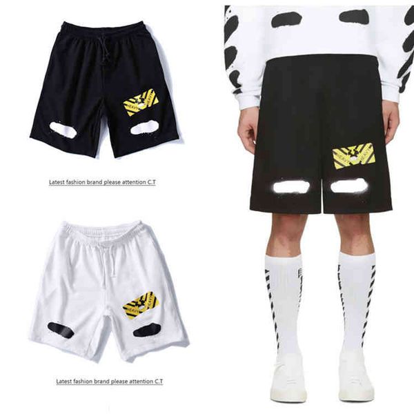 off summer new shorts brand letter printed capri pants loose youth men's fashion pants, White;black
off summer new shorts brand letter printed capri pants loose youth men's fashion pants, White;black