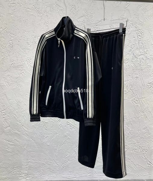 women's two piece pants ce home spring sports school uniform style age reduction letter embroidery contrast ribbon stand collar jacket, White
women's two piece pants ce home spring sports school uniform style age reduction letter embroidery contrast ribbon stand collar jacket, White