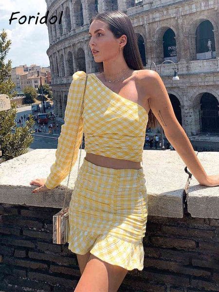 one shoulder plaid bodycon dress set women checkered yellow crop skirt mini dress suits vintage summer autumn dress l220714, Black;gray
one shoulder plaid bodycon dress set women checkered yellow crop skirt mini dress suits vintage summer autumn dress l220714, Black;gray