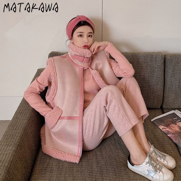 pink imitation lamb vest womens autumn and winter outer wear korean loose turndown collar coat 210506, Black;white
pink imitation lamb vest womens autumn and winter outer wear korean loose turndown collar coat 210506, Black;white