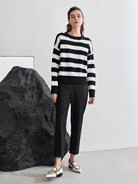 motf premium wool mix drop shoulder sweater m8ge#, White;black
motf premium wool mix drop shoulder sweater m8ge#, White;black