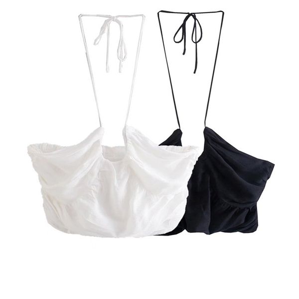 traf women fashion pleated cropped tank vintage backless tied thin straps female camis mujer 220519, White
traf women fashion pleated cropped tank vintage backless tied thin straps female camis mujer 220519, White