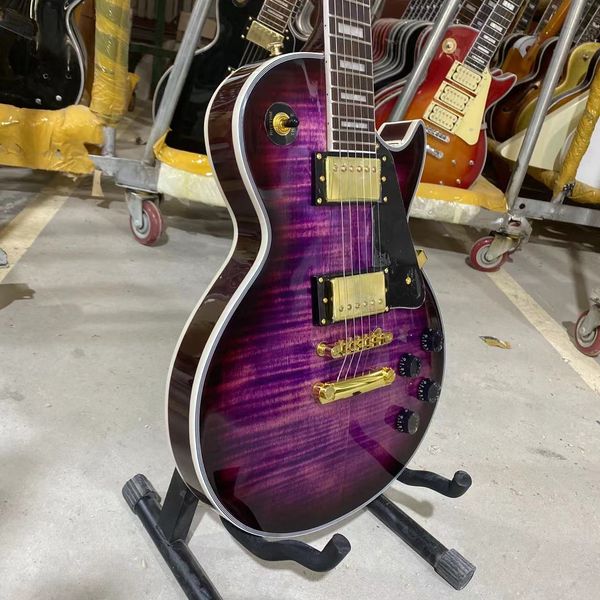 custom electric guitar golden hardware tiger maple rosewood fingerboard mahogany body purple circle
custom electric guitar golden hardware tiger maple rosewood fingerboard mahogany body purple circle